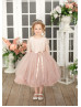 Dusty Pink Lace Tulle Flower Girl Dress